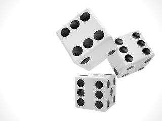 three dices on white