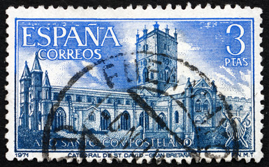 Postage stamp Spain 1971 Cathedral of St. David, Wales