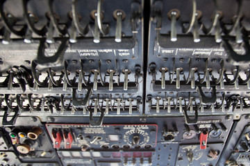 Fototapeta premium Military helicopter switches panel