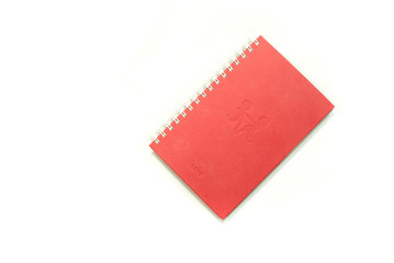 Red cover notebook isolated