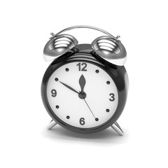 Black alarm clock on white