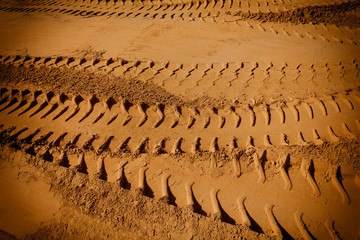 Tire tracks on the sand