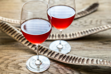 Glasses of rose wine