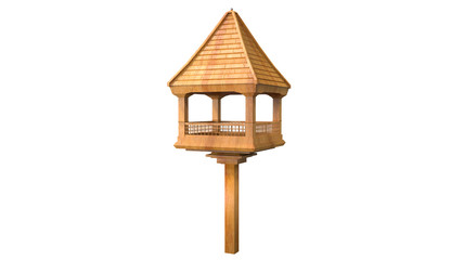 Isolated wooden birdhouse on white background for birds
