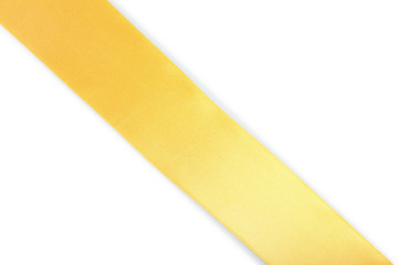 Yellow satin ribbon isolated on white