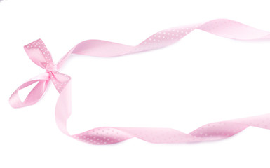 Pink ribbon bow isolated on white
