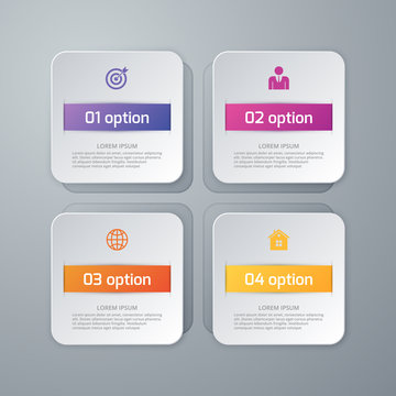 Vector illustration of four squares infographics