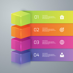 Vector illustration of four options infographics 3d cube