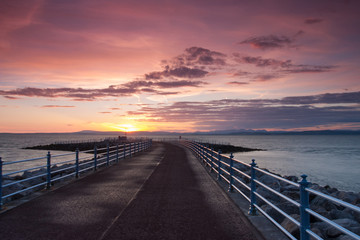 Sunset on the pier in Morecambe