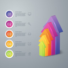 Vector illustration infographic five options 3d arrows