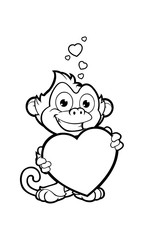 Cheeky Monkey - Holding Love Heart