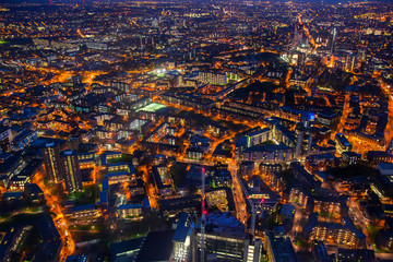 Fototapeta na wymiar Aerial view of night London