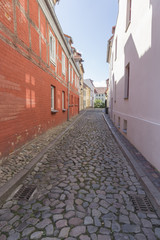 Gasse und Kopfsteinpflaster