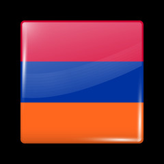 Flag of Armenia. Glass Icon Square Shape