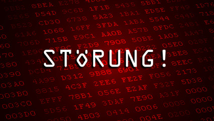 "St&ouml;rung" Nachricht vor digitalen Zahlen im Hintergrund