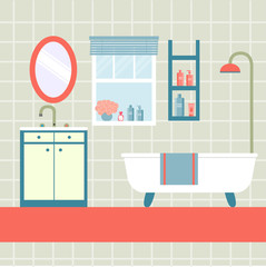 flat bathroom with window. vector illustration
