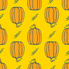 Vector seamless pattern with Pumpkins.