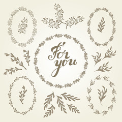 Set of floral elements