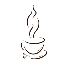 Cup of coffee. Abstract icon. Silhouette vector illustration