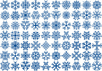 Set of 70 vector snowflakes
