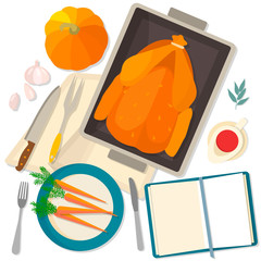 Flat design card for Thanksgiving Day. 