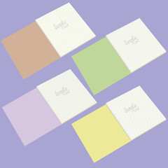 A set of four vector school notebooks