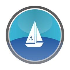 Voilier dans un bouton bleu