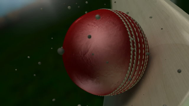 cricket ball white hitting bat closeup animation HD