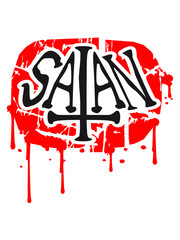 satan graffiti blood stamp text Cross
