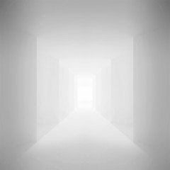 Abstract architecture background. White corridor