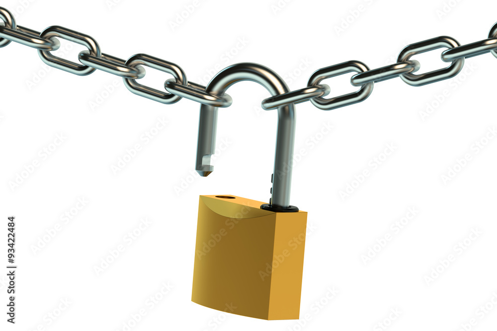 Poster opened padlock and chain