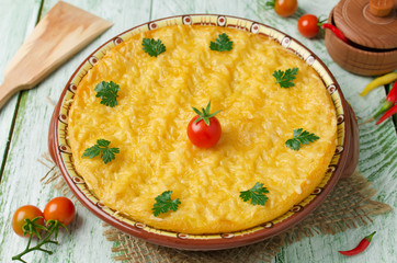 Casserole with potatoes and minced meat