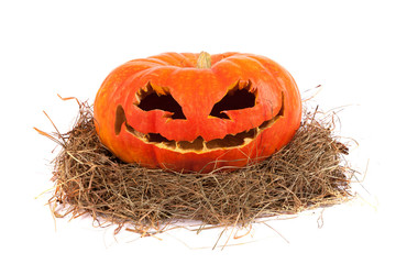 Halloween pumpkin on hay © Sergii Figurnyi