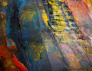 Abstract painted canvas. Oil paints on a palette. Colorful 