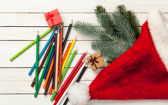 Pencils and christmas gifts