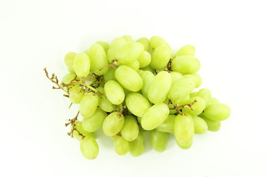 green grapes bunch on white background
