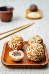 Chinese sesame balls with sweet red bean paste