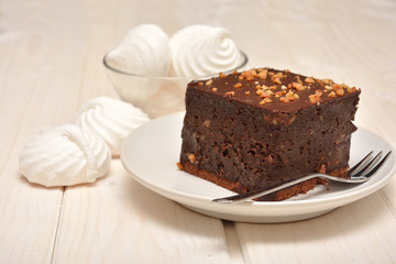 Fototapeta na wymiar chocolate cake and meringue