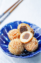 Chinese sesame balls with sweet red bean paste