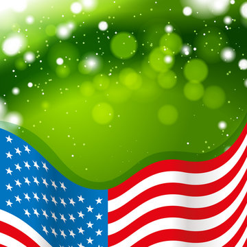 USA flag with green background