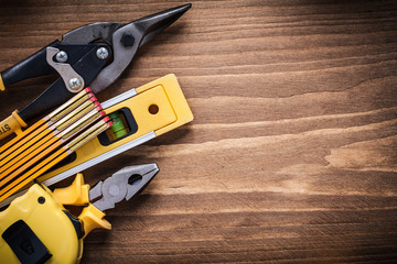 Composition of pliers tape-measure steel cutter construction lev