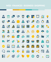 Fototapeta na wymiar Web finances business shopping colorful flat icons