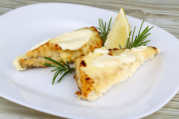 Baked perch fillet