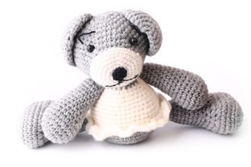 knitted toy bear handmade wool warm