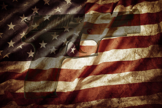 Gun and America flag