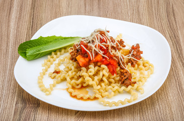 Fussili with beef meat