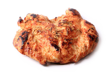 Grilled chicken breast with rosemary isolated on white background diet healthy lifestyle