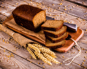 Different bread and bread slices. Food background.