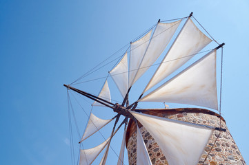 Wings of a traditional windmill on the island of Kos in Greece.