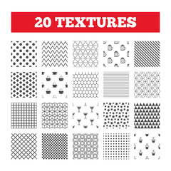 Drinks signs. Coffee cup, glass of beer icons.